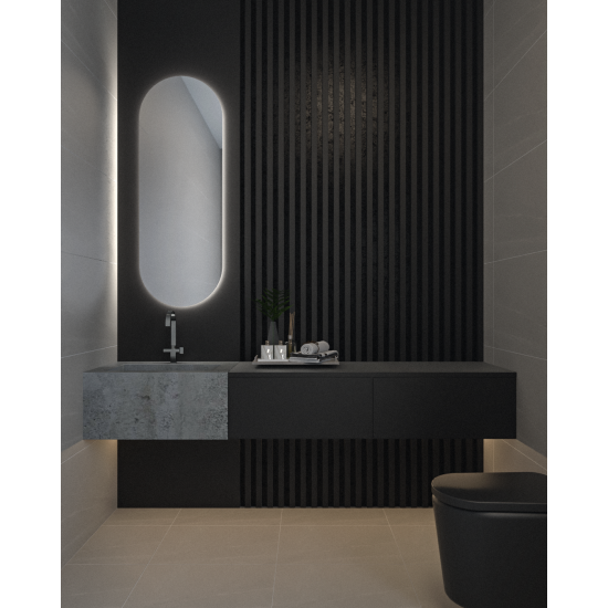 Κρεμαστός Καθρέπτης Semi-Oval 50x180 εκ. με Led